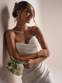 34329 - Chic Fit and Flare Wedding Dress for a Glamorous Look