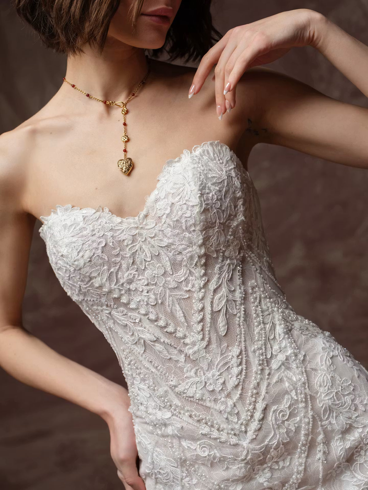 34841-Intricate lace motif bodice sweetheart neckline wedding gown