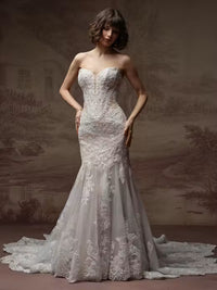 34838-Sultry Beaded Illusion Lace Wedding Dress