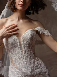 34838-Sultry Beaded Illusion Lace Wedding Dress