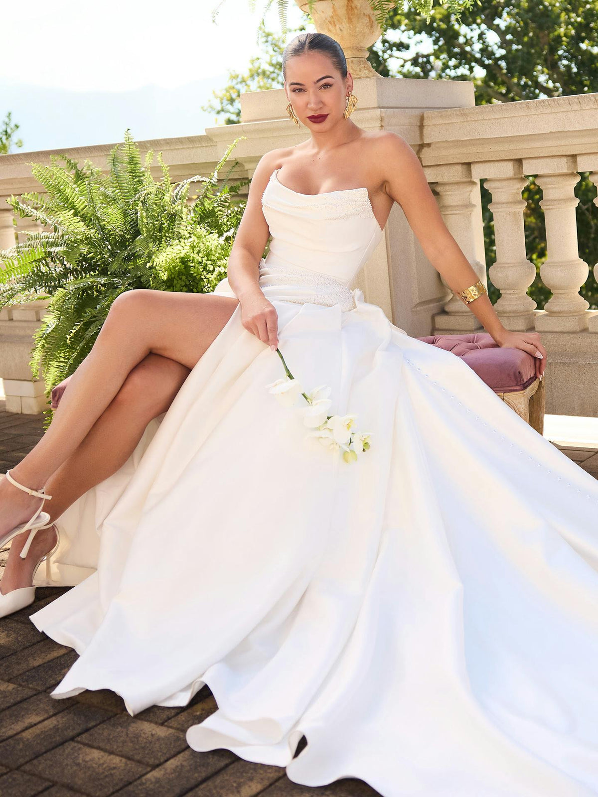 34333 - Cat Eye Ballgown with Thigh High Slit