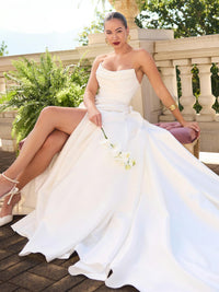 34333 - Cat Eye Ballgown with Thigh High Slit