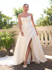 34333 - Cat Eye Ballgown with Thigh High Slit