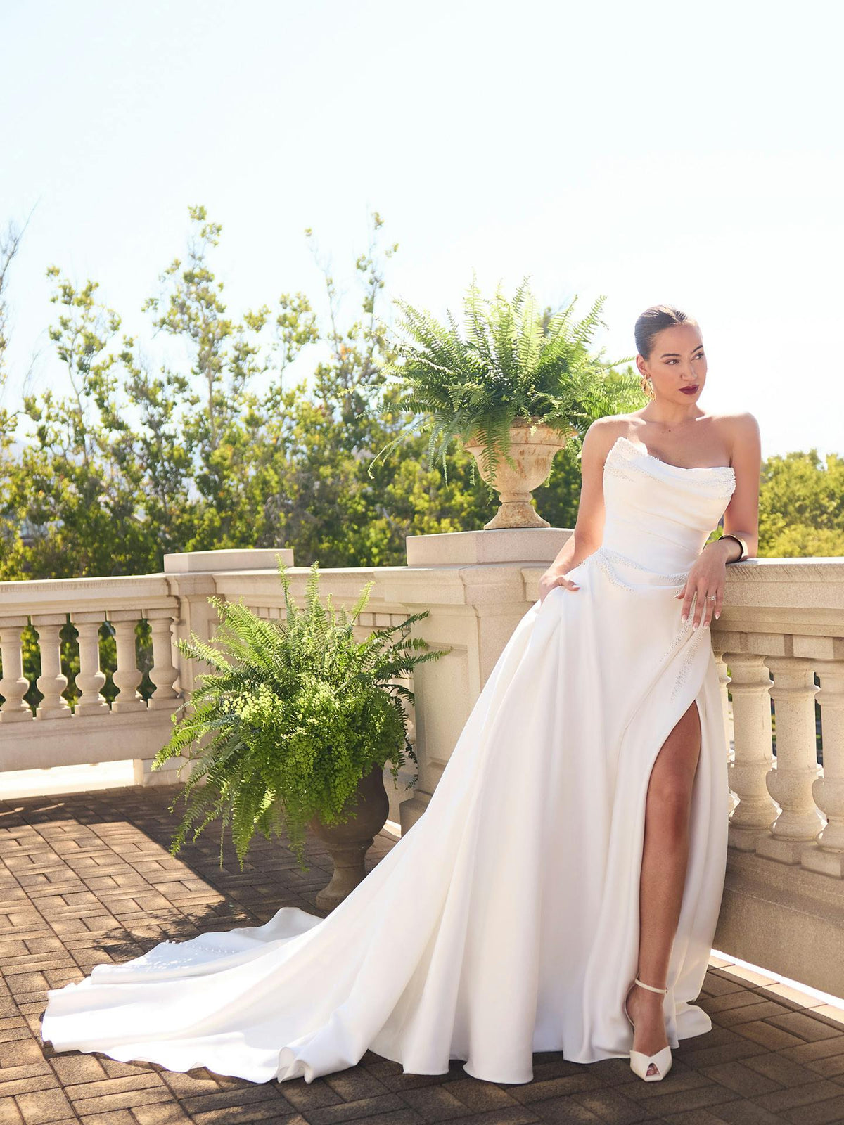 34333 - Cat Eye Ballgown with Thigh High Slit