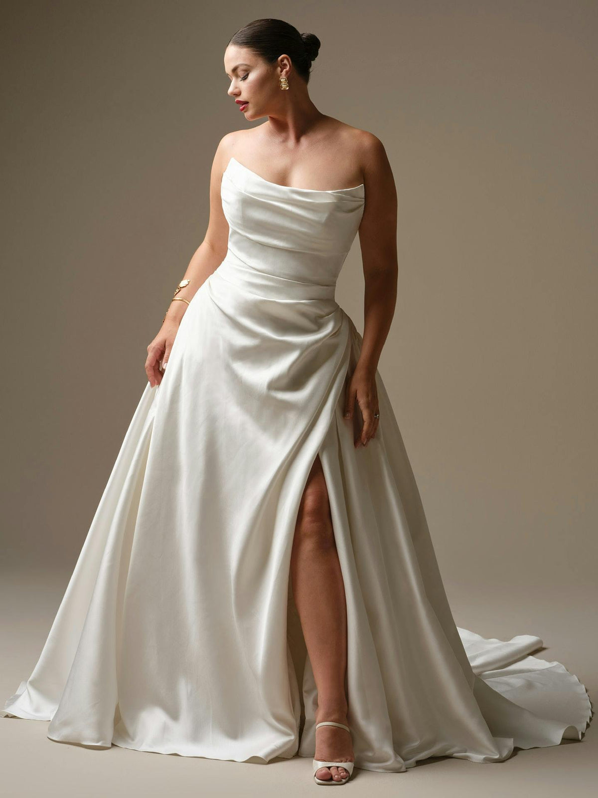 34333 - Cat Eye Ballgown with Thigh High Slit