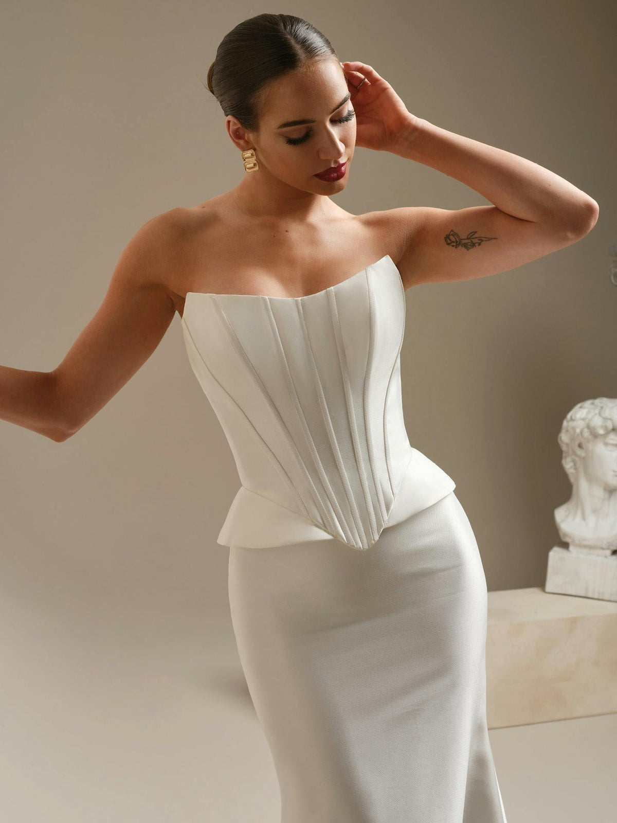 34334 - Sleek and Modern Two Piece Wedding Gown