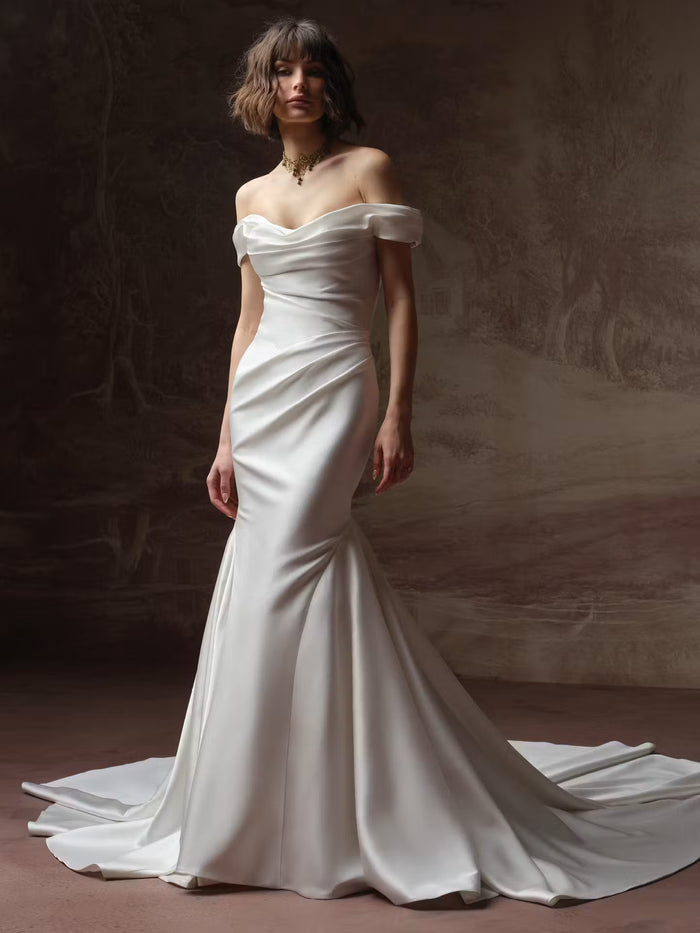 34843-Satin Fit-and Flare Wedding Dress