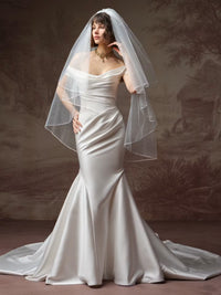 34843-Satin Fit-and Flare Wedding Dress