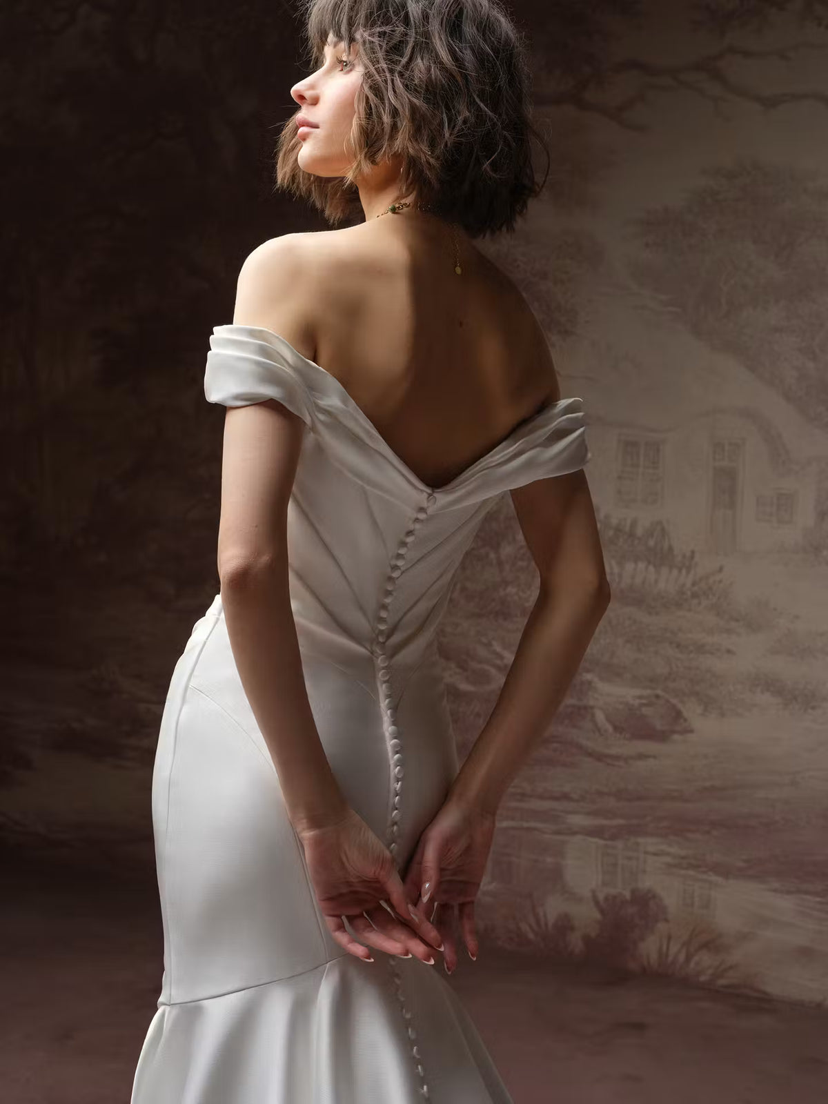 34843-Satin Fit-and Flare Wedding Dress