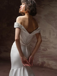 34843-Satin Fit-and Flare Wedding Dress