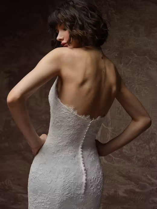 34842-Elegant Embellished lace Ruffle Tiered Wedding Dress
