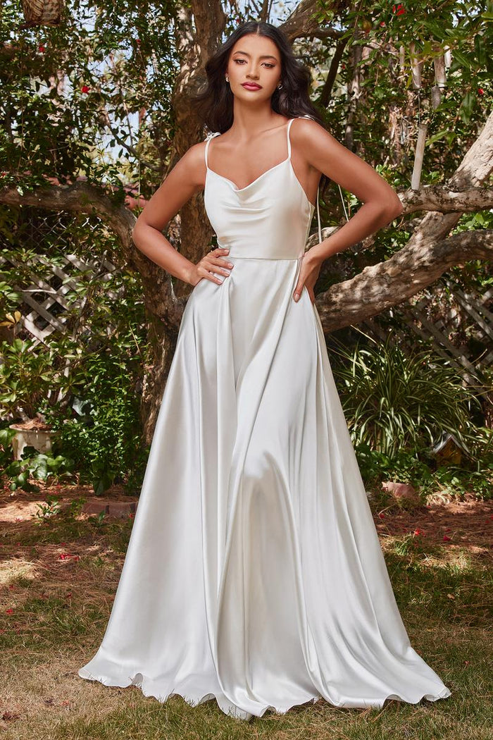 Ladivine Dress BD104W - Plunging Neckline, Long Floral Fit and Flare