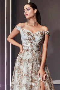 Ladivine Dress CB069 - Plunge Neckline, Long Fit and Flare Silhouette