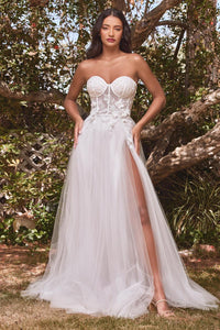 Ladivine Dress CB080W - Plunging Neckline, Long Fit and Flare Silhouette