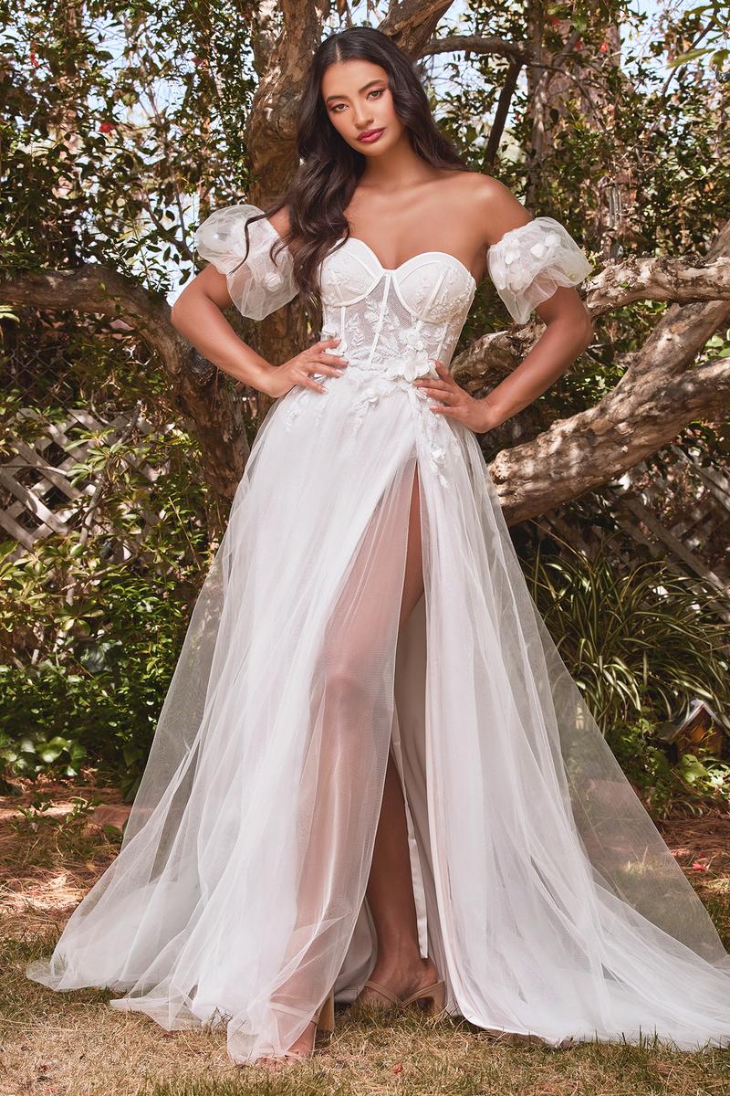 Ladivine Dress CB080W - Plunging Neckline, Long Fit and Flare Silhouette