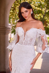 35422-Romantic Off-the-Shoulder Mermaid Wedding Gown
