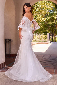 35422-Romantic Off-the-Shoulder Mermaid Wedding Gown