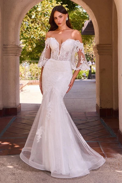 35422-Romantic Off-the-Shoulder Mermaid Wedding Gown