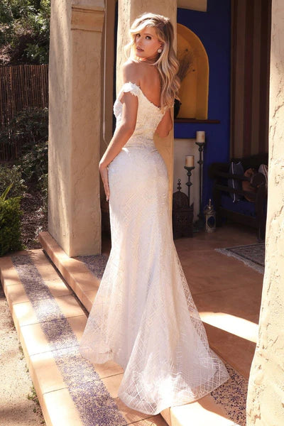 34964-Off The Shoulder Fitted Wedding Dress