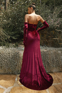 Ladivine Dress CH176 - Plunging Neckline, Floral Embellished Fit and Flare Gown