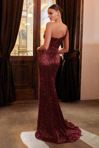 Ladivine CH182 Floral Sheer Bodice Long Dress