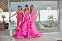 Ellie Wilde EW35013 Dress - Plunging Neckline, Long Fit and Flare