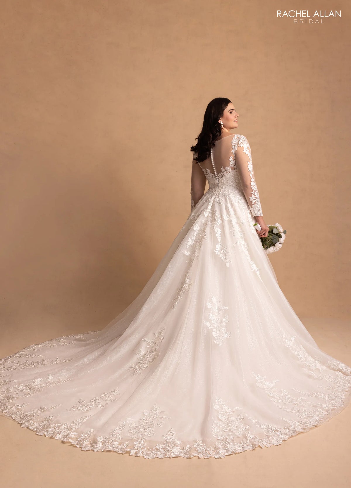 35044-Lace and Glitter Plus Size Ball Gown