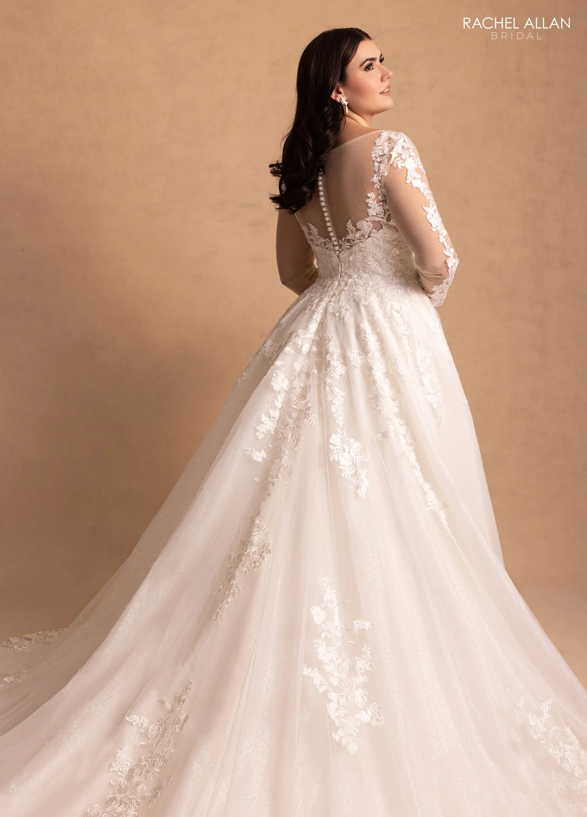 35044-Lace and Glitter Plus Size Ball Gown