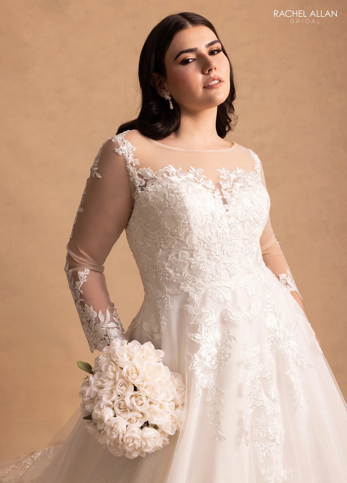35044-Lace and Glitter Plus Size Ball Gown