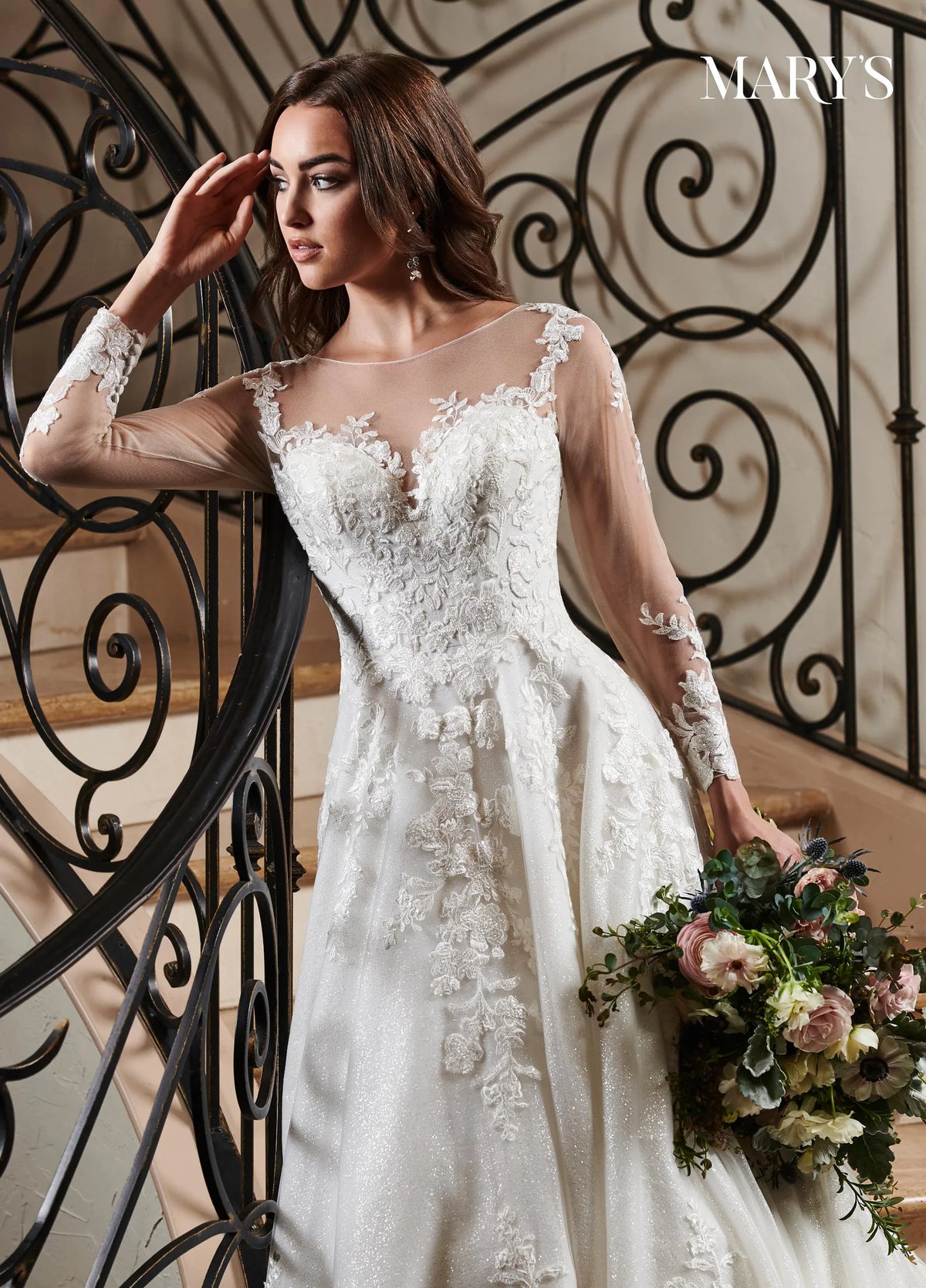 35044-Lace and Glitter Plus Size Ball Gown