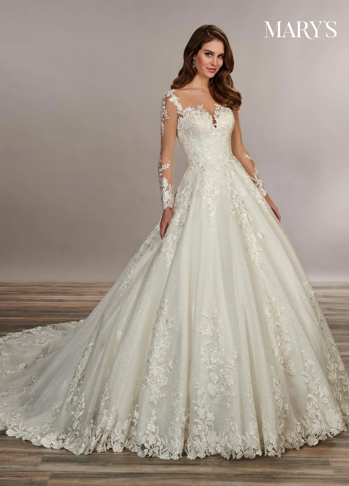 35044-Lace and Glitter Plus Size Ball Gown