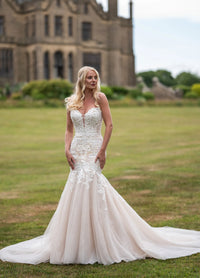 35046-Layered Tulle and Glitter Mermaid Wedding Gown