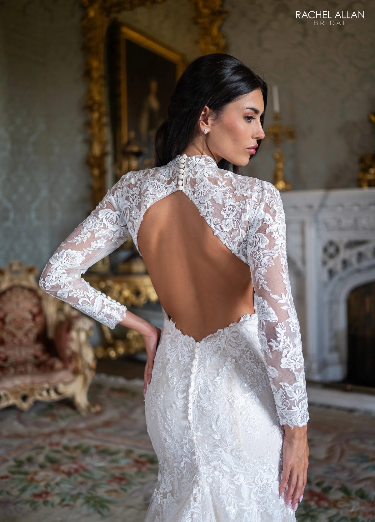 34493 - High Neck Romantic Fit and Flare