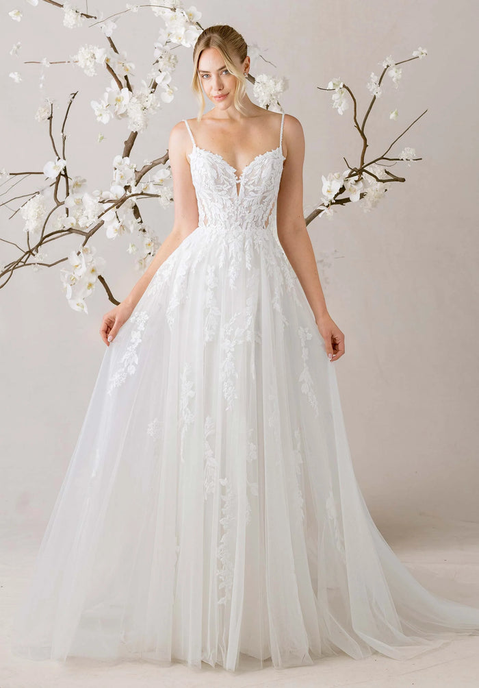 33692 - Soft A-Line with Romantic Lace and Scoop Back