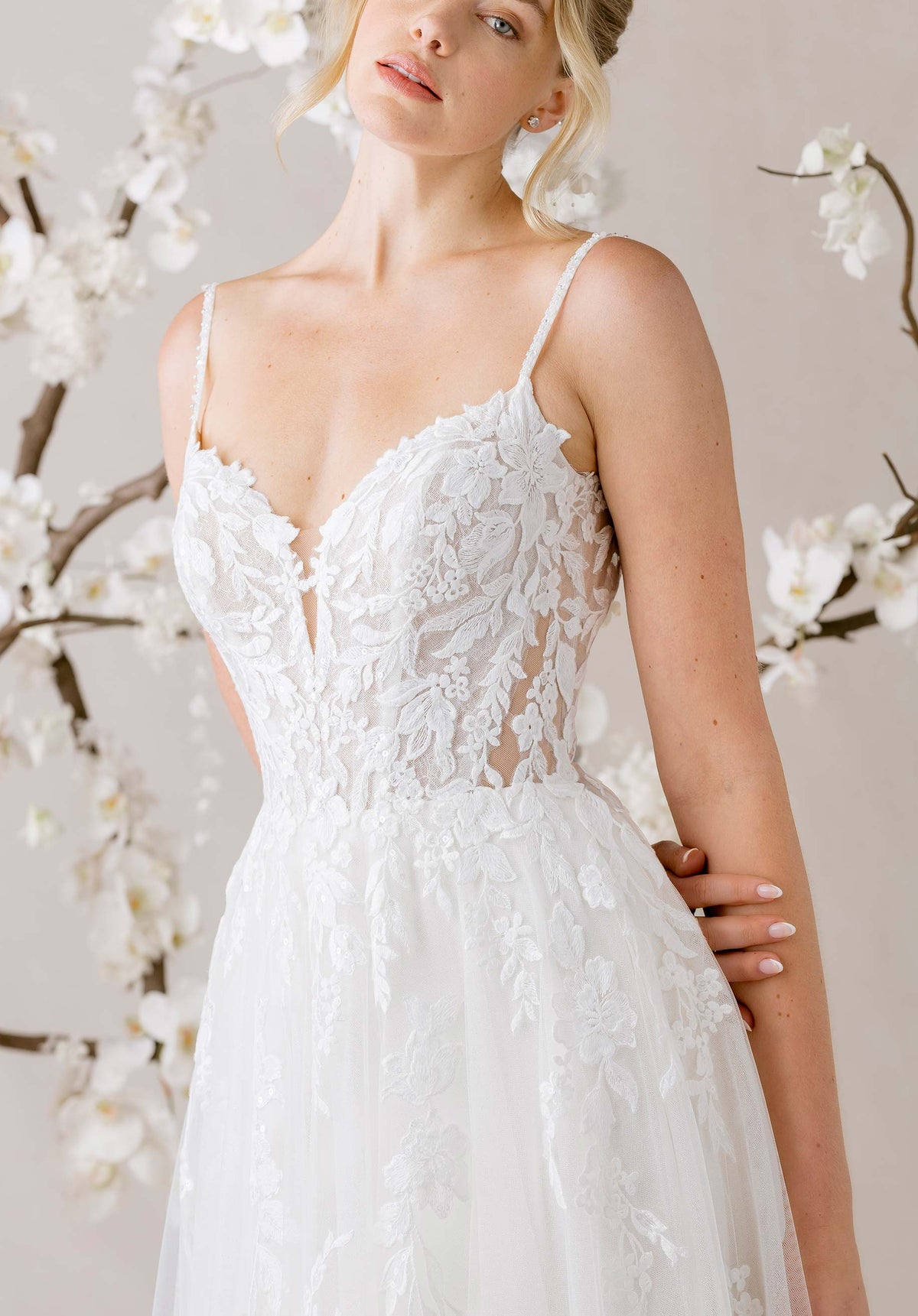 33692 - Soft A-Line with Romantic Lace and Scoop Back
