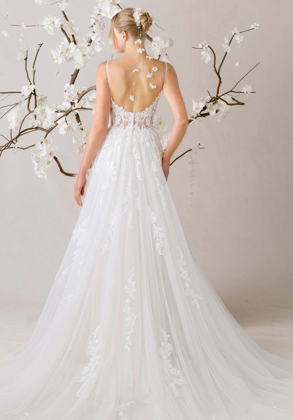 33692 - Soft A-Line with Romantic Lace and Scoop Back