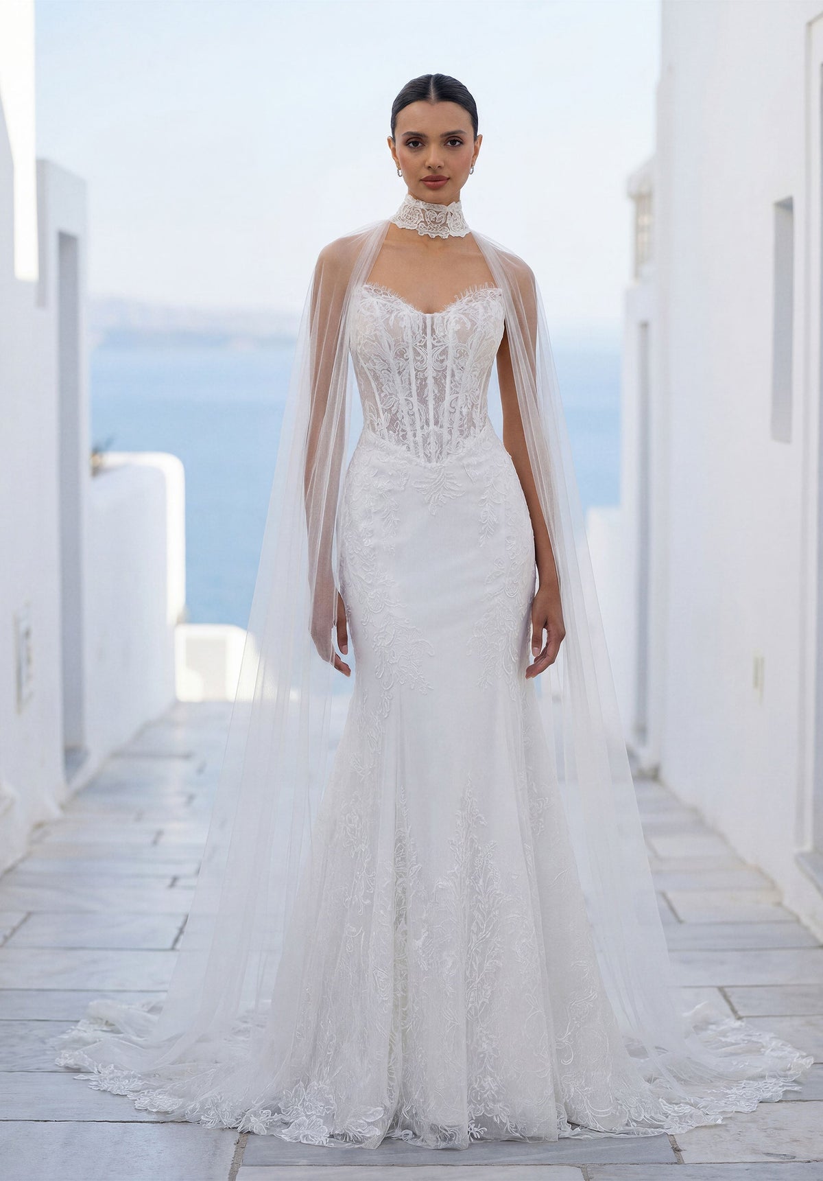 34756-Soft mermaid wedding dress has a strapless sweetheart neckline