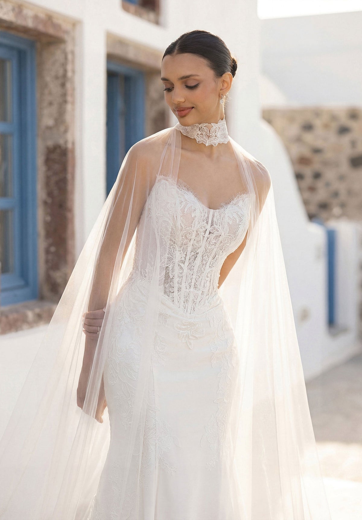 34756-Soft mermaid wedding dress has a strapless sweetheart neckline
