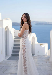 34757-Slim Halter A-Line Wedding Dress