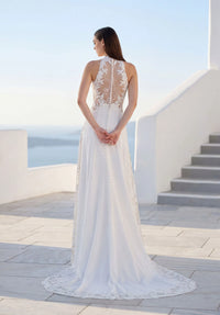 34757-Slim Halter A-Line Wedding Dress