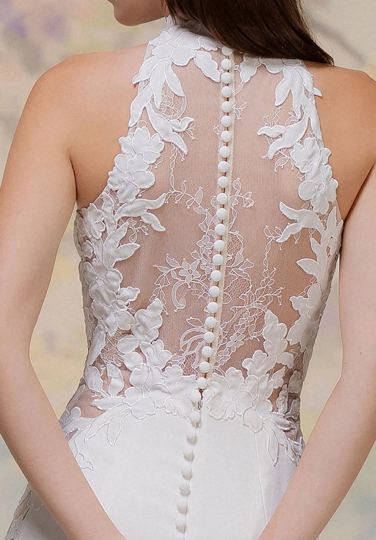 34757-Slim Halter A-Line Wedding Dress
