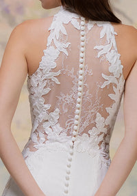 34757-Slim Halter A-Line Wedding Dress