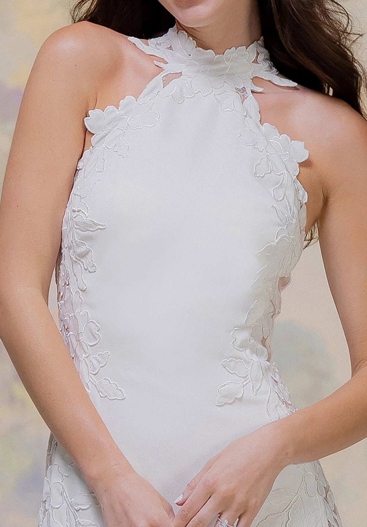 34757-Slim Halter A-Line Wedding Dress