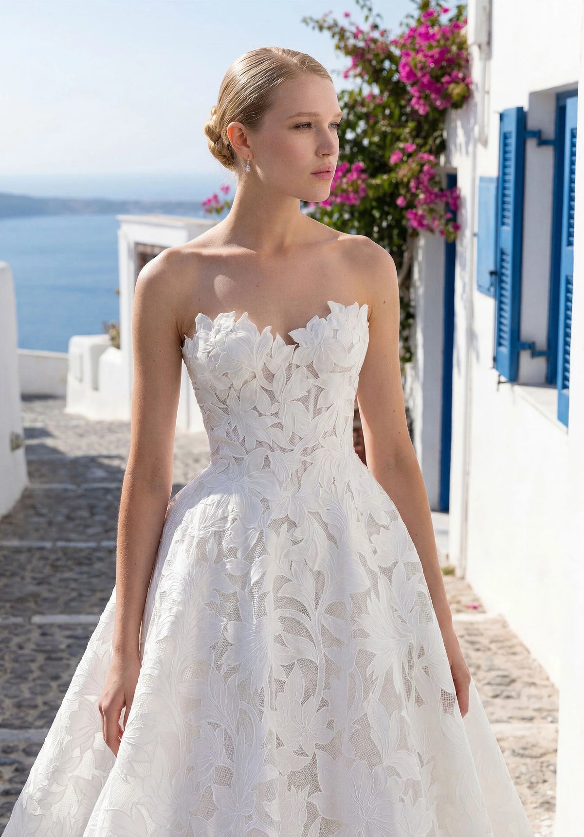 34758-Ball Gown Wedding Dress has a Stylized, Strapless Sweetheart Neckline and Basque Waist