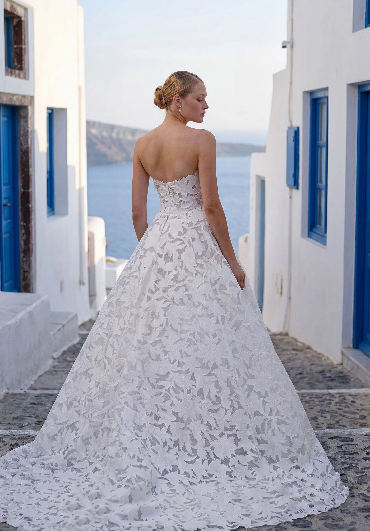 34758-Ball Gown Wedding Dress has a Stylized, Strapless Sweetheart Neckline and Basque Waist