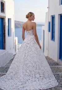 34758-Ball Gown Wedding Dress has a Stylized, Strapless Sweetheart Neckline and Basque Waist