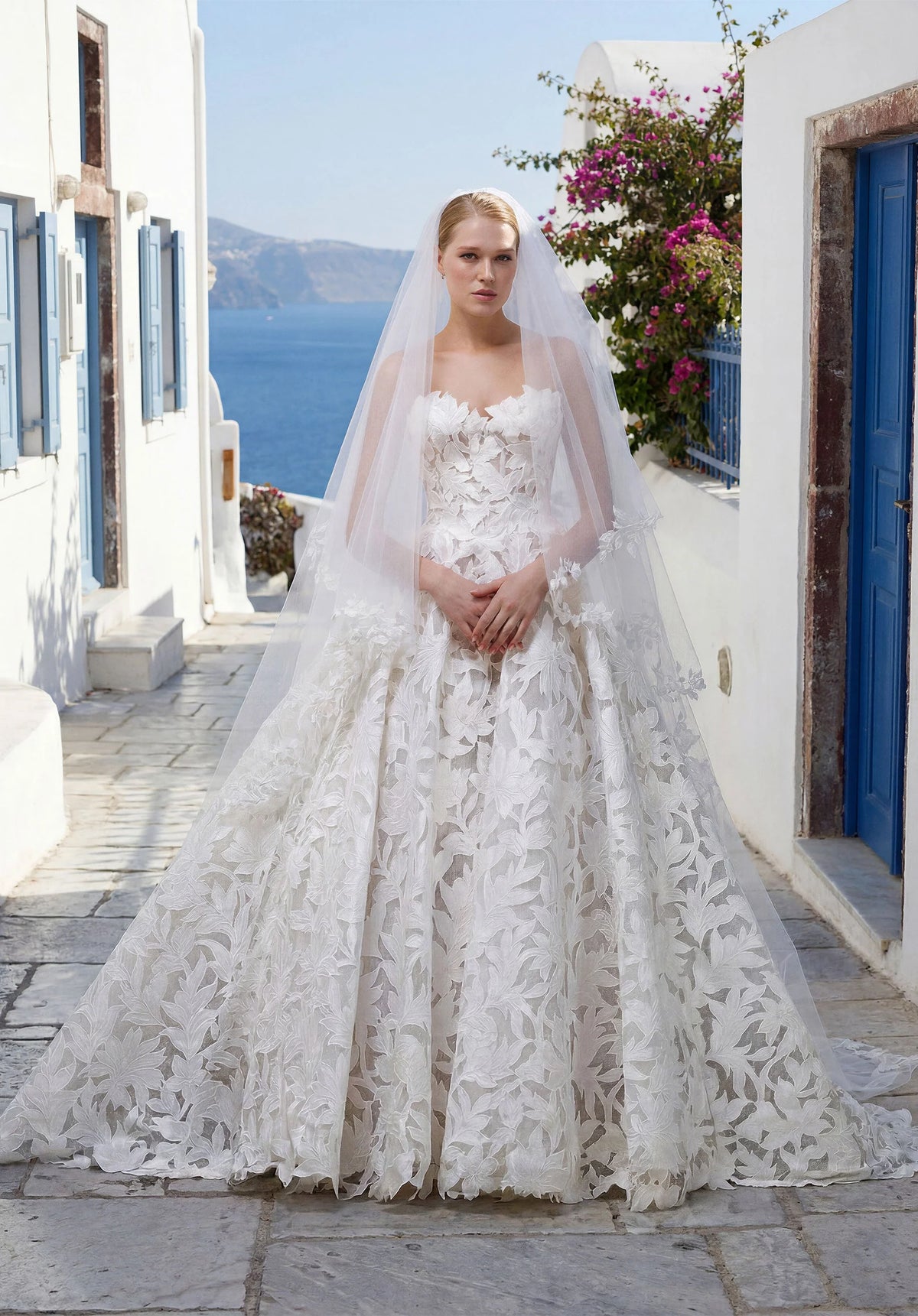 34758-Ball Gown Wedding Dress has a Stylized, Strapless Sweetheart Neckline and Basque Waist