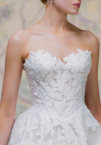 34758-Ball Gown Wedding Dress has a Stylized, Strapless Sweetheart Neckline and Basque Waist