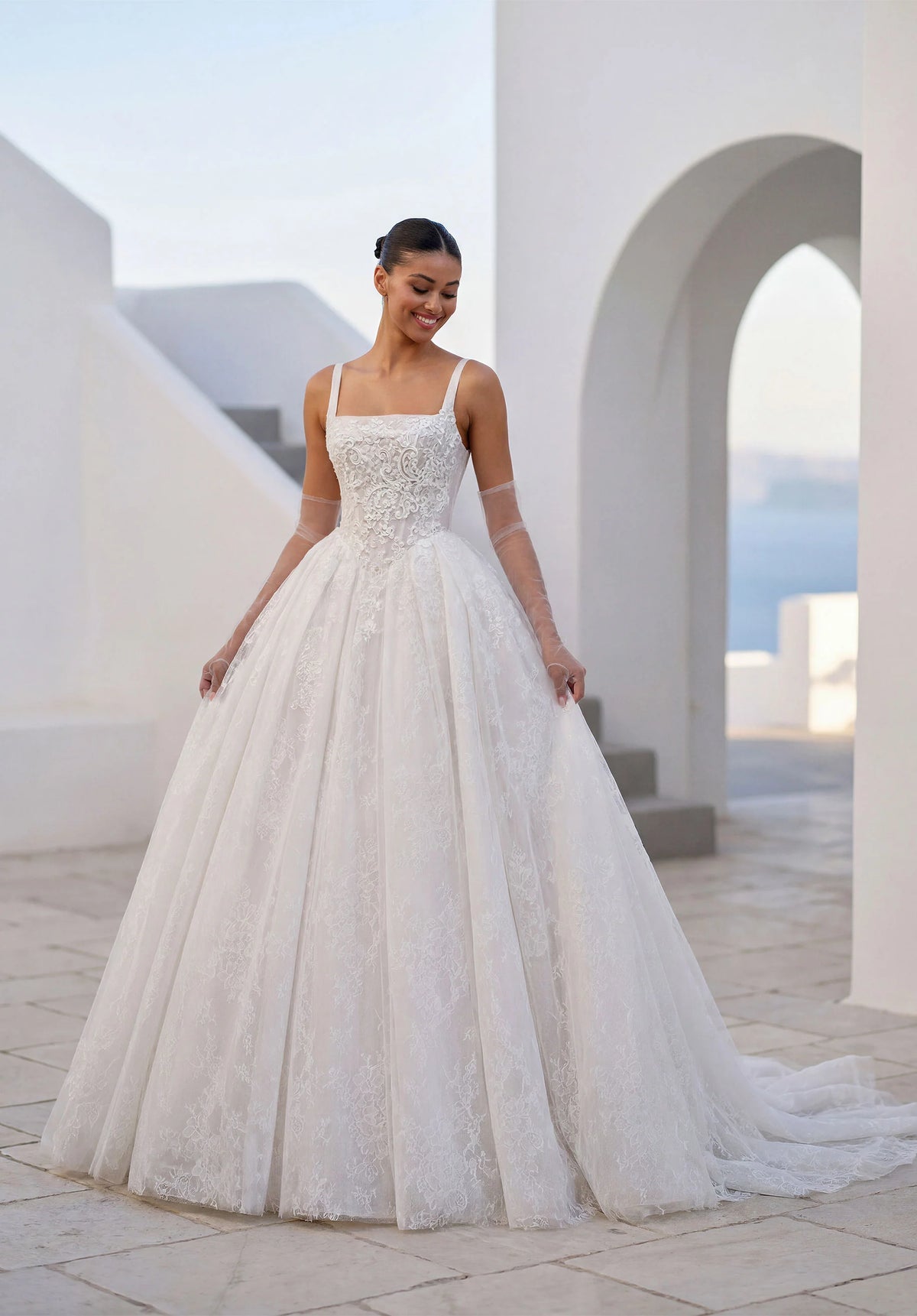 34759-Square Neckline Full Ball Gown Wedding Dress