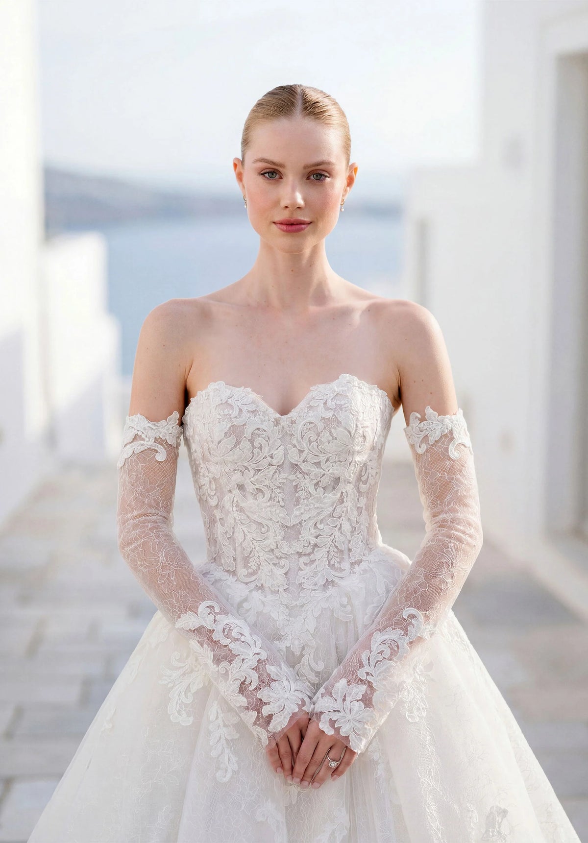 34761-Strapless Sweetheart Neckline Ball Gown Plus Size Wedding Dress